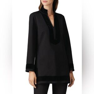 Sail to Sable Black Tunic Top with Velvet Trim